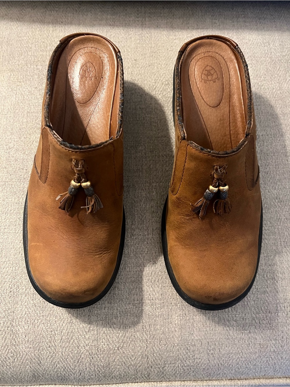 Ariat Brown Leather Tassel Mules